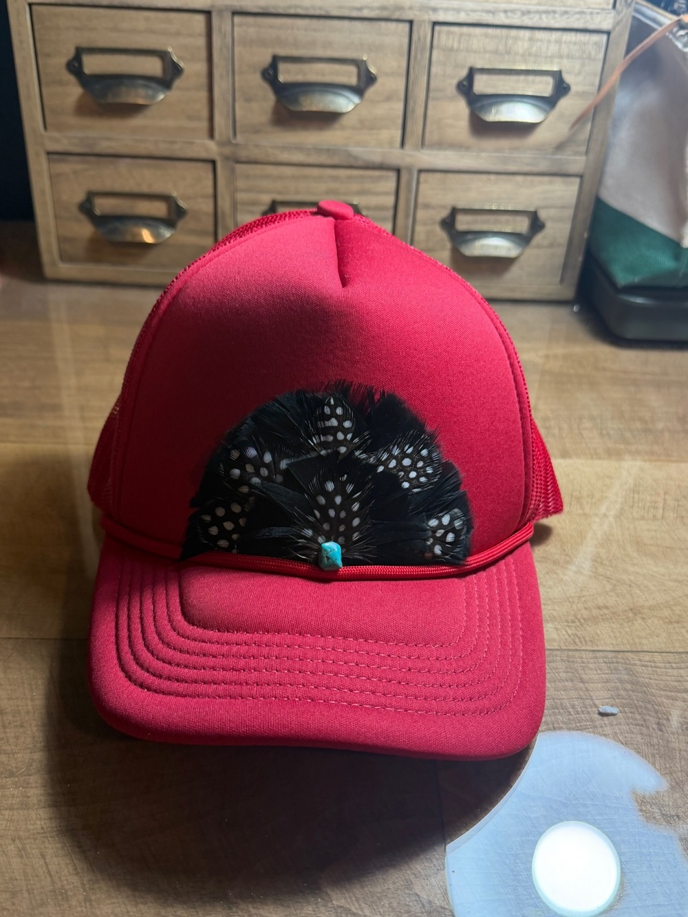 Little Bird Trucking Feather and turquoise hat